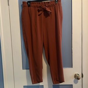 LOFT Rust Paper Bag Ankle Pants